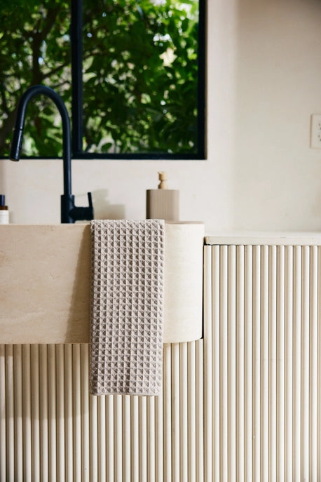 Geometry Waffle Hand Towel - TAUPE