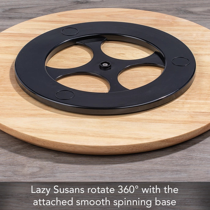 "White Floral Wreath" Rubber Wood Lazy Susan