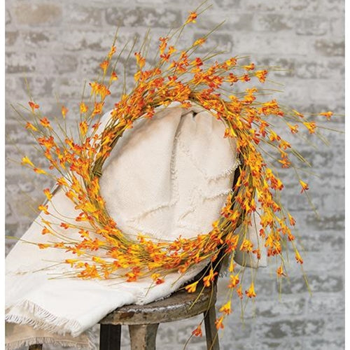 Wispy Orange Buds Flower Wreath
