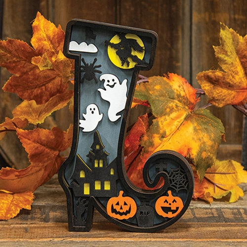 Witch Boot Halloween Scene Sitter