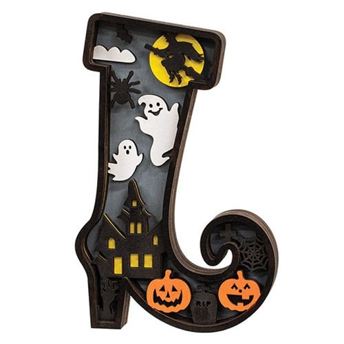 Witch Boot Halloween Scene Sitter