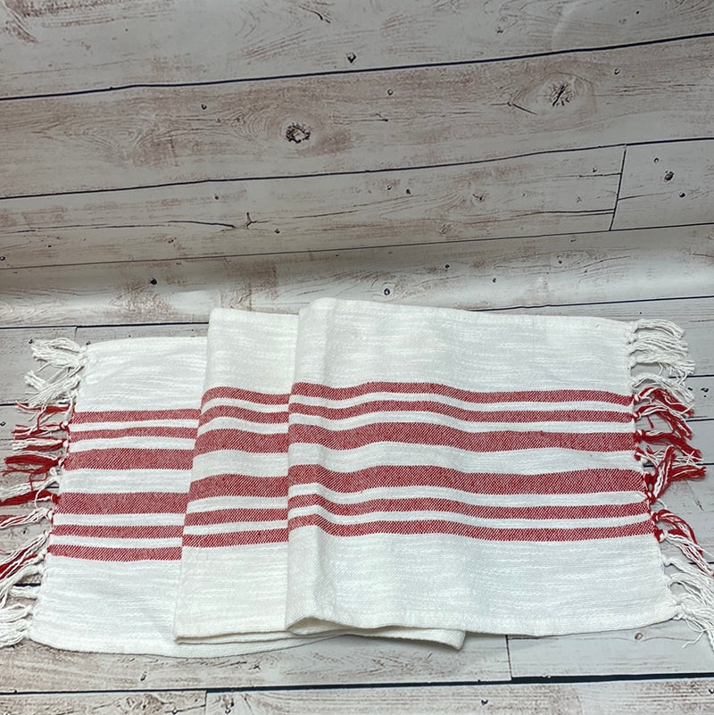 Cream w/ Red Stripe Table Runner