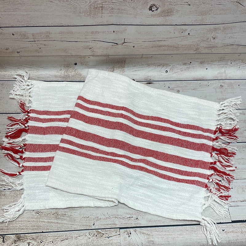 Cream w/ Red Stripe Table Runner