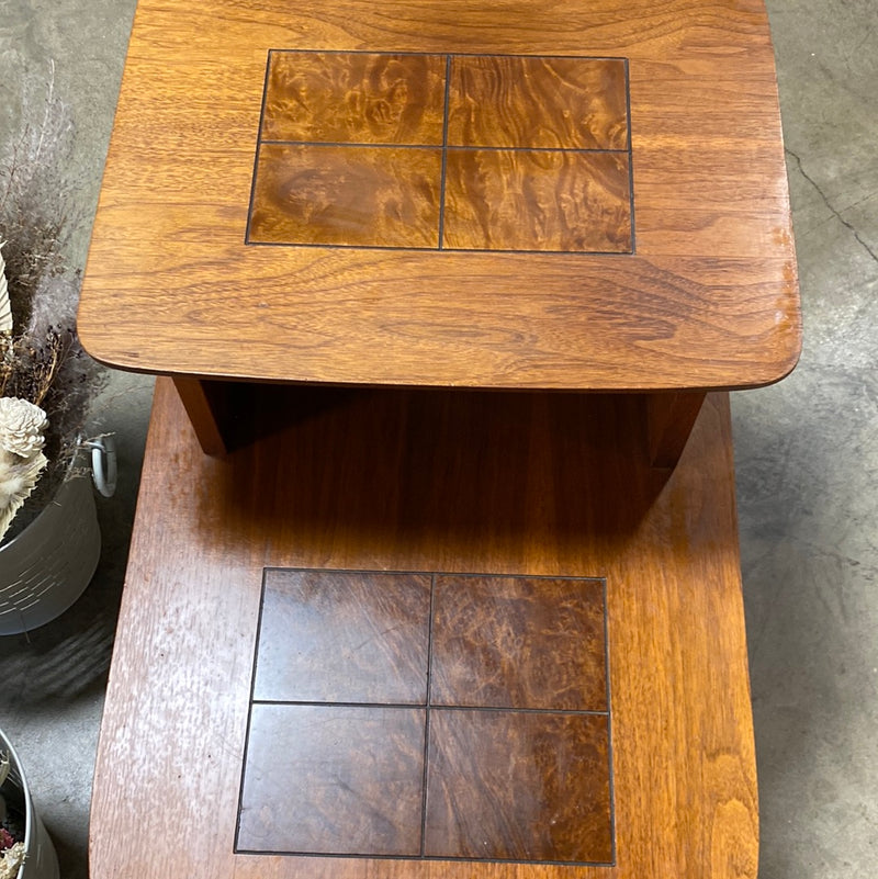 Stanley Mid Century Bi-Level End Table - Set of 2