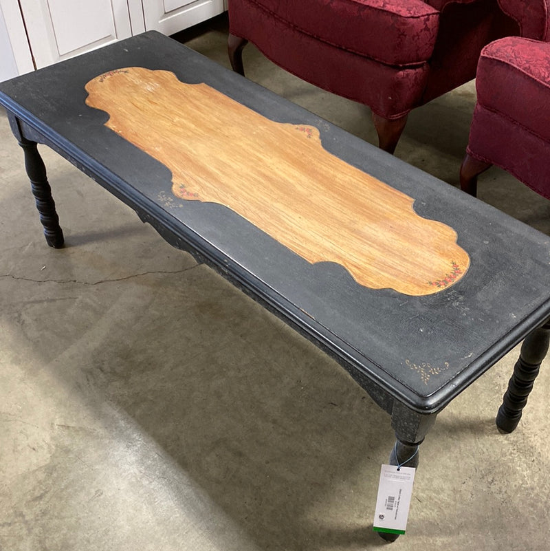 Black Coffee Table w/ Natural Inset