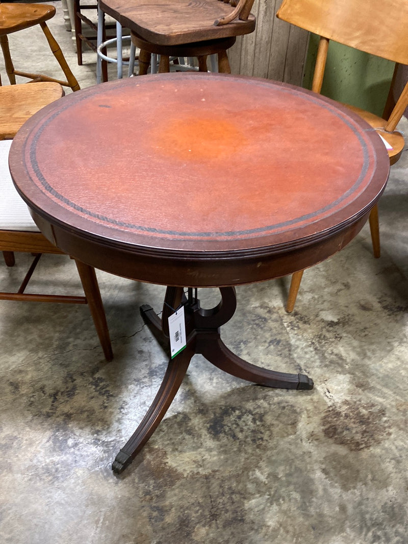 Round Parlor Table Leather/Harp