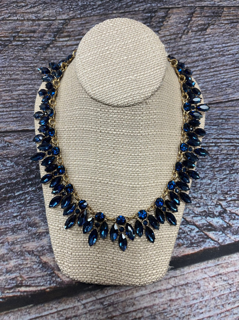 Natasha Statement Bib Necklace Bold Blue Rhinestones