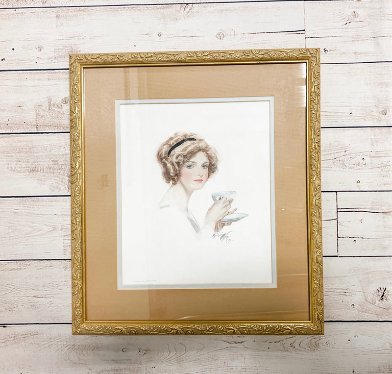 Framed Fisher Artwork  "Tea Time"