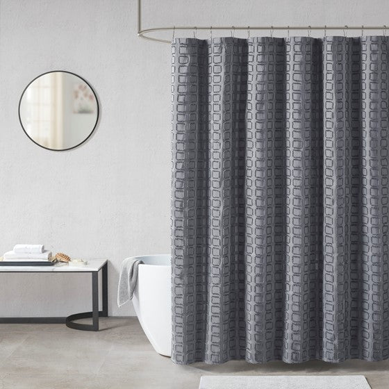 Metro Woven Clipped Solid Shower Curtain