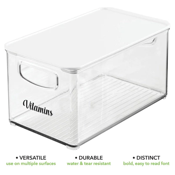Bath Storage Bin with Lid 10x6x5