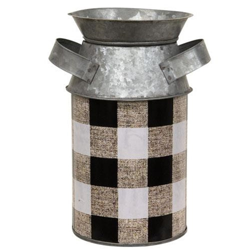 Black & White Buffalo Check Milk Can