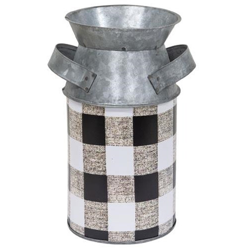 Black & White Buffalo Check Milk Can