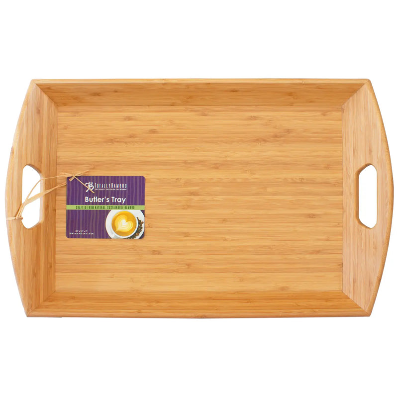 Bamboo Butler'S Serving Tray with Handles, 23" X 15"