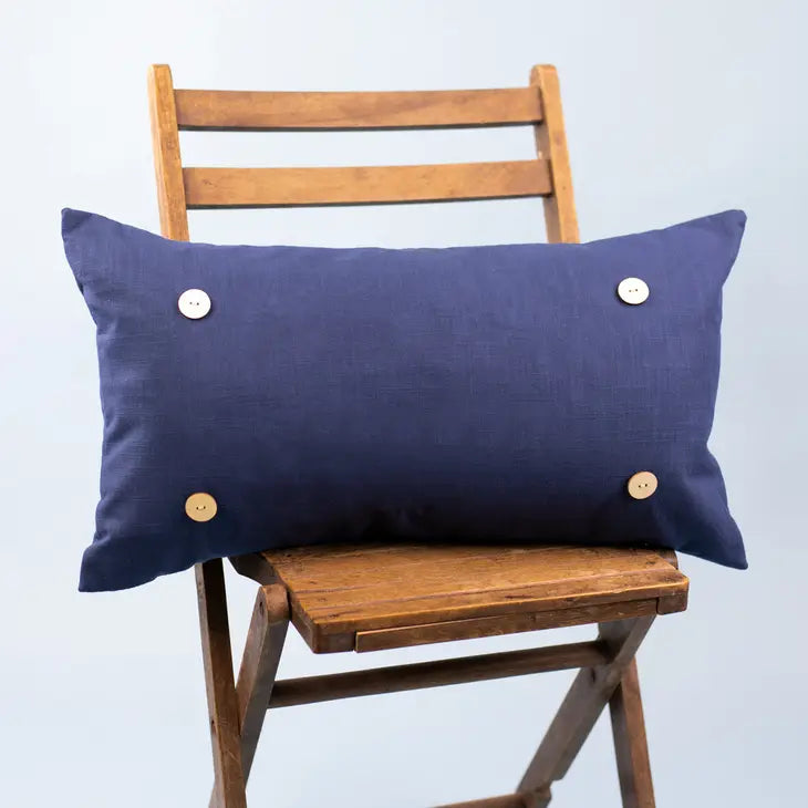 Navy Lumbar Button Pillow