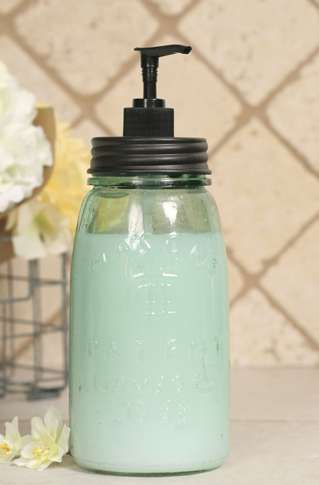 Vintage Inspired Quart Mason Jar Soap Dispenser - Black Lid