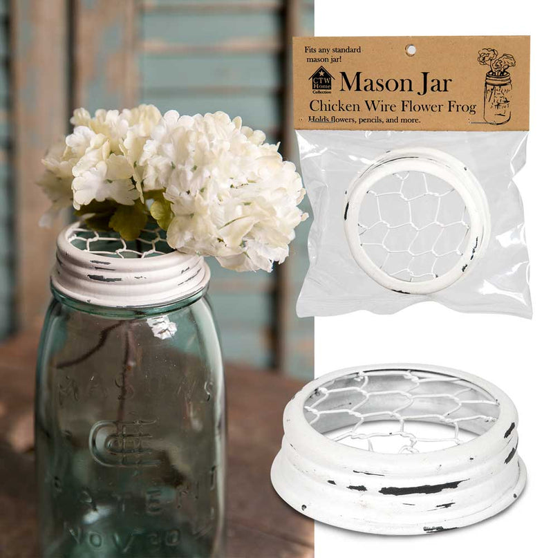 Mason Jar Lid Chicken Wire Flower Frog