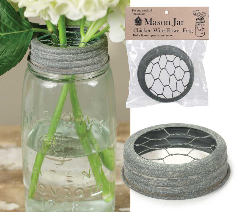 Mason Jar Lid Chicken Wire Flower Frog