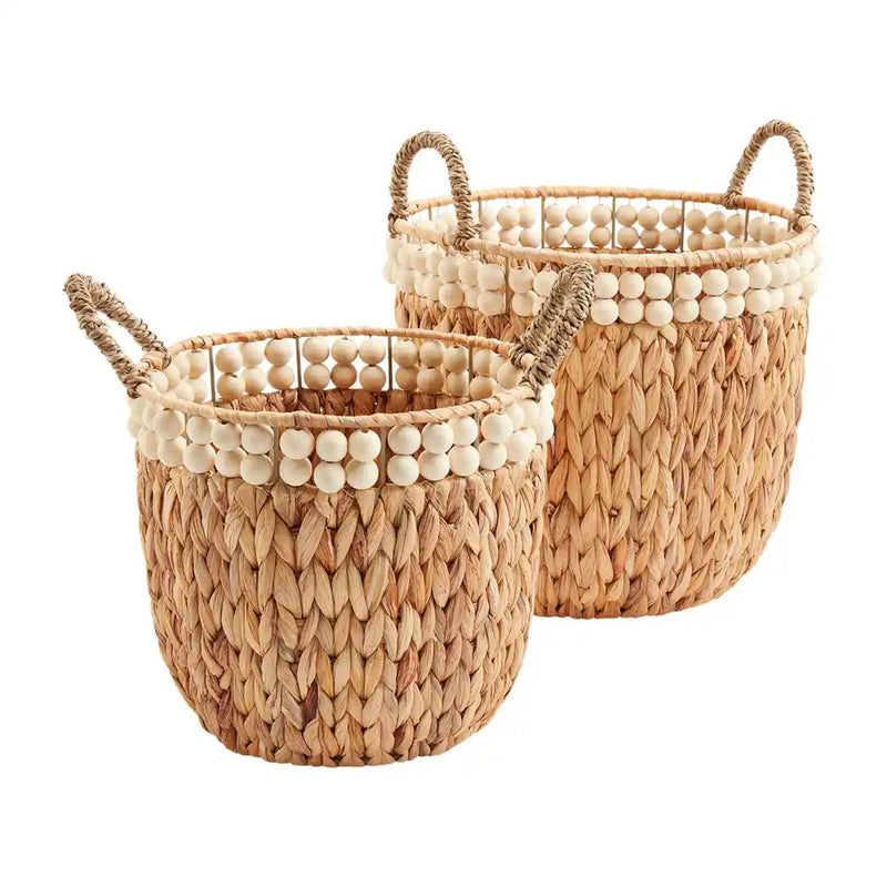 White Double Bead Basket