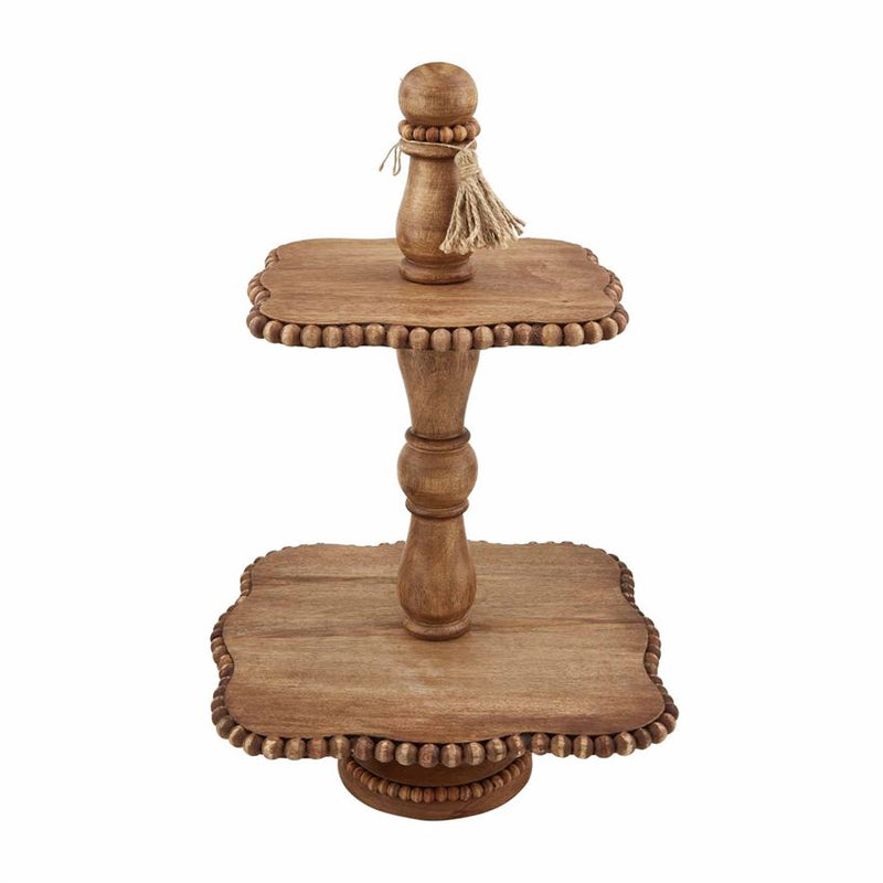 Wood Beaded Tiered Server