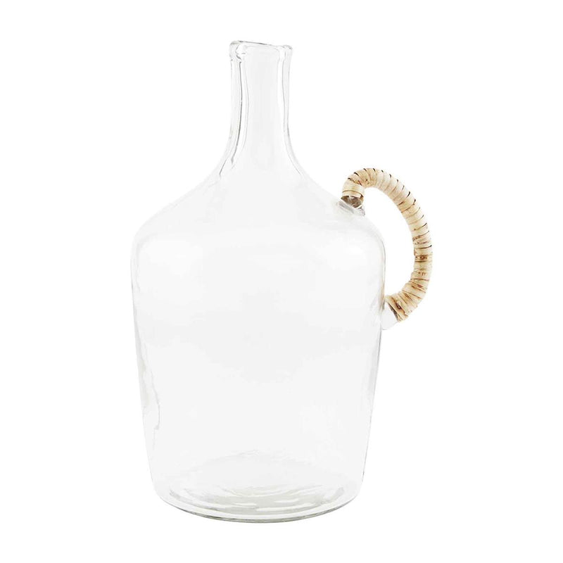 Glass Jug With Wicker Wrapped Handle