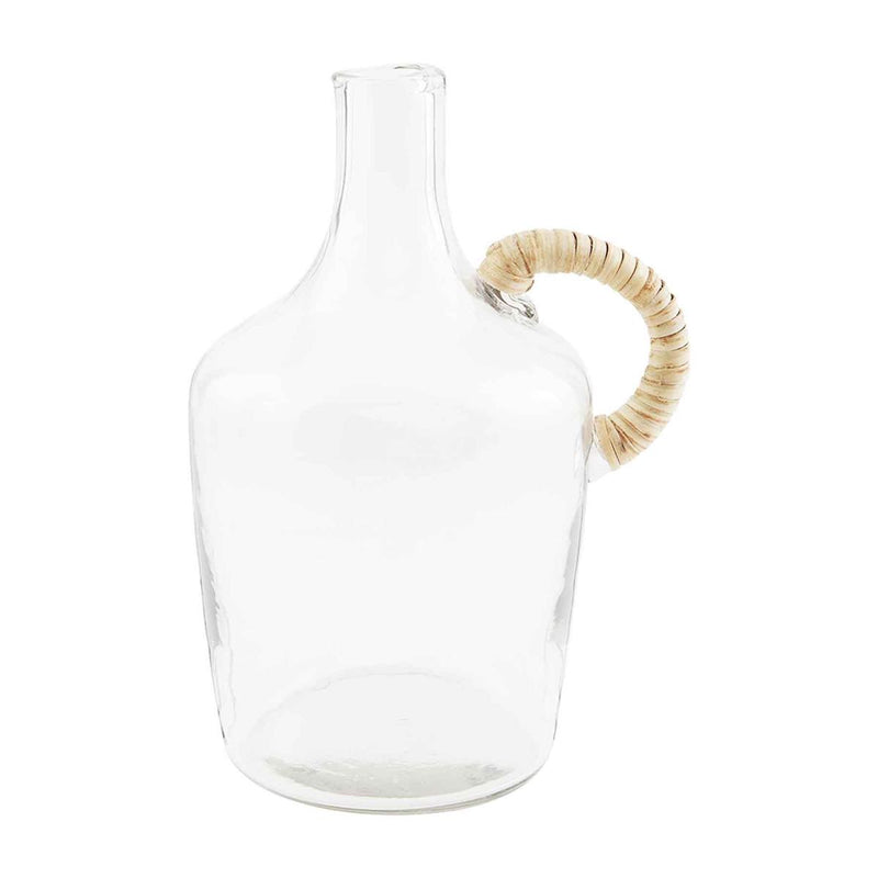 Glass Jug With Wicker Wrapped Handle