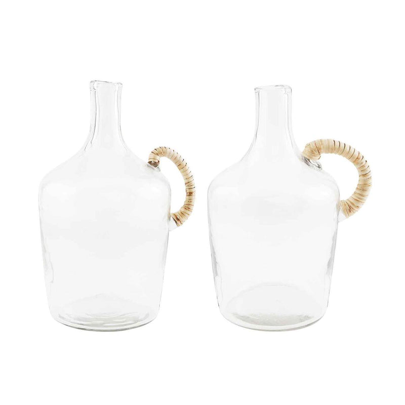 Glass Jug With Wicker Wrapped Handle