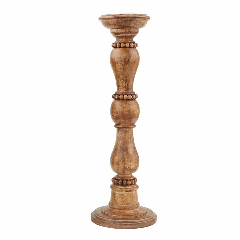 Beaded Wood Candlestick