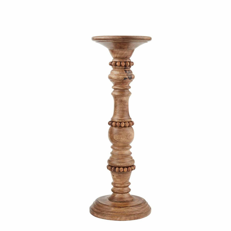 Beaded Wood Candlestick