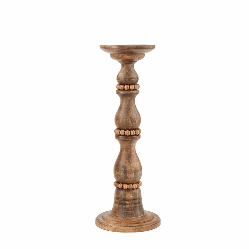 Beaded Wood Candlestick