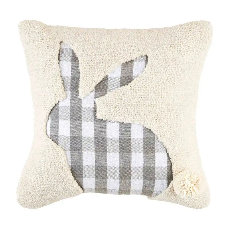 Checked Bunny Hooked Pillow