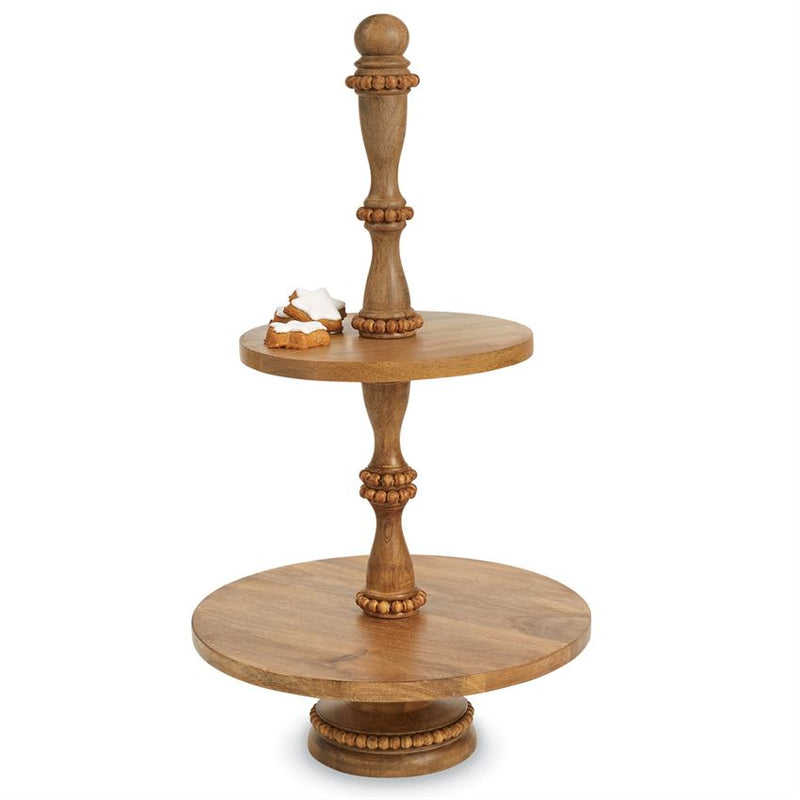 Beaded Wood Tiered Server