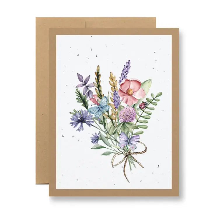 Plantable Greeting Card - Wildflower bouquet and ladybug