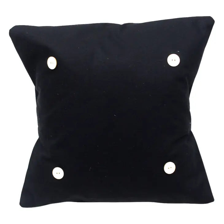 Black Square Button Pillow