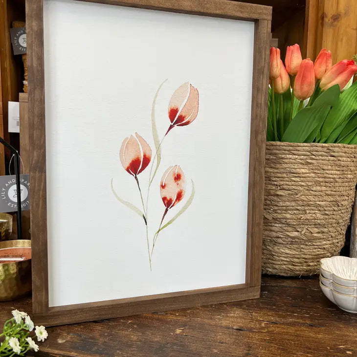 Tulip Floral White Sign 17 x 25