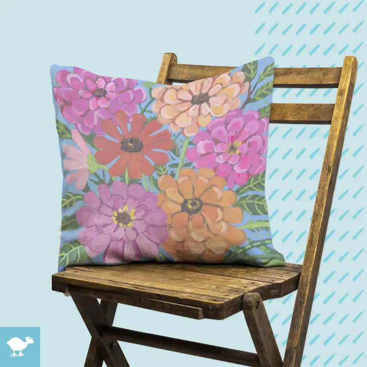 Mandy Buchanan "7 Zinnias" Pillow