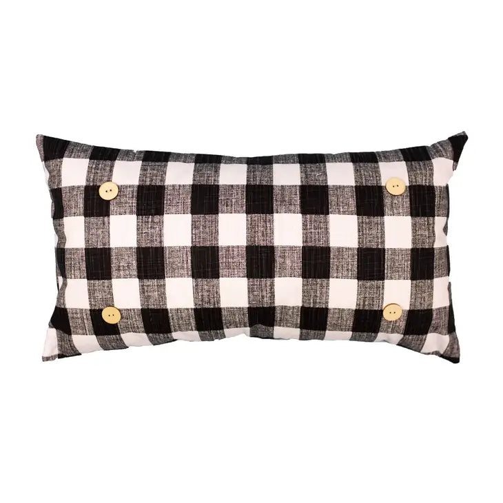 Buffalo Plaid Lumbar Button Pillow