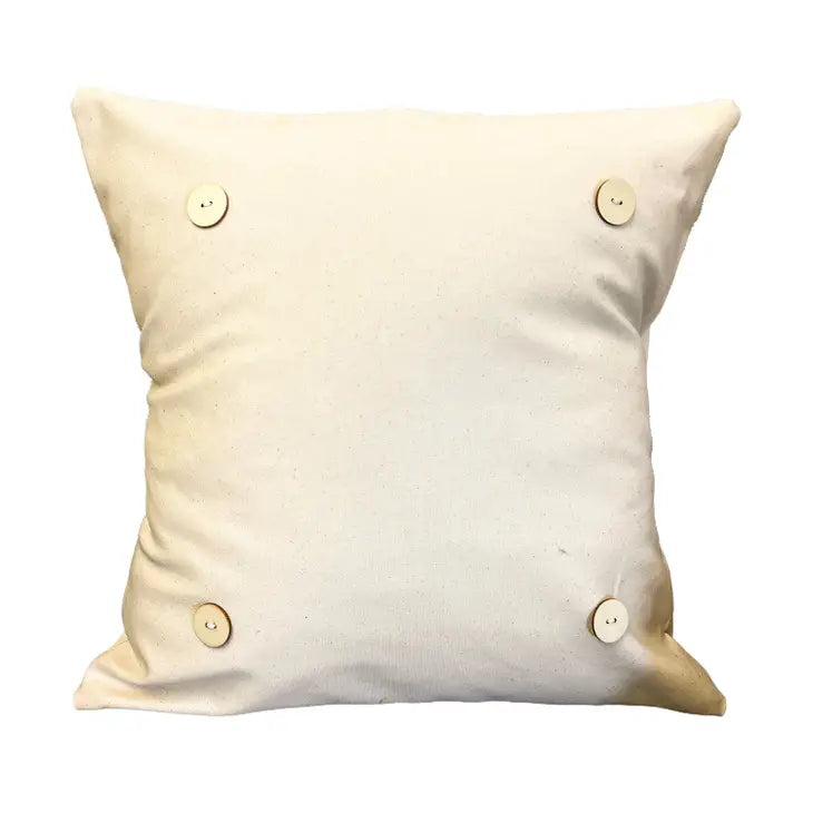 Natural Canvas Square Button Pillow