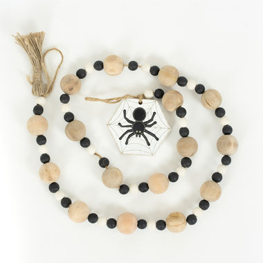 Wood Bead Garland w/ Spider / Snowflake