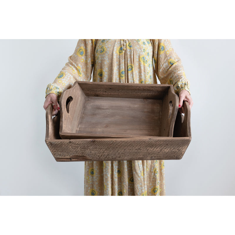 Decorative Wood Trays w/ Handles