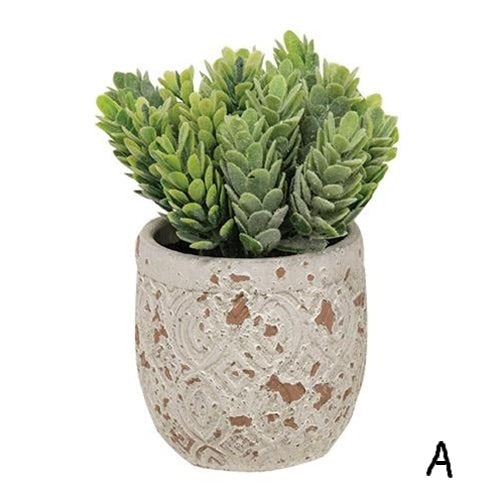 Artificial Succulent in Distressed Cement Pot