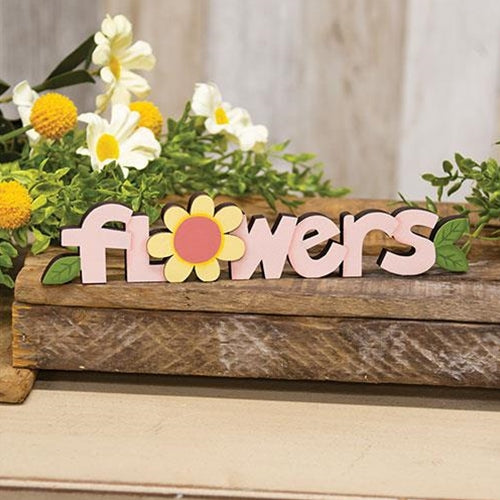 Flowers Wooden Word Cutout Sitter