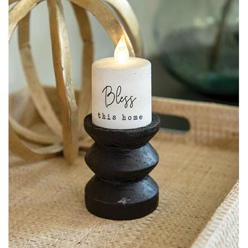Black Wooden Pillar Candle