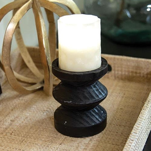 Black Wooden Pillar Candle