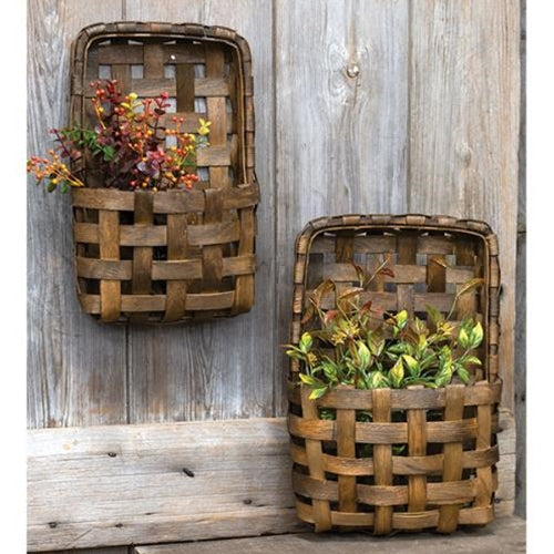 Brown Tobacco Wall Pocket Basket