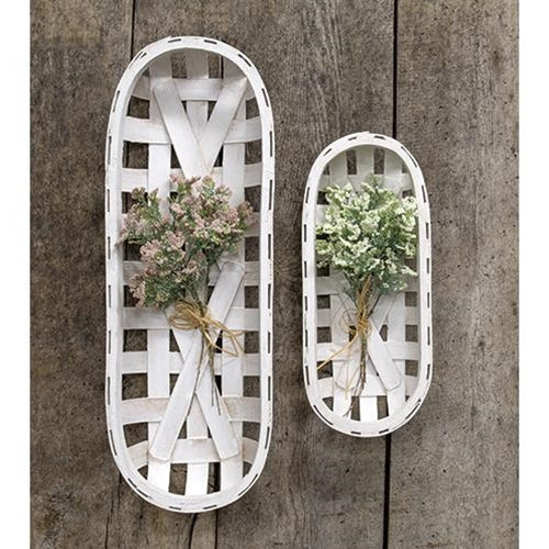 Whitewash Oval Tobacco Basket