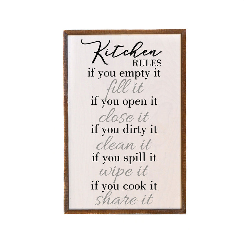 12x18 "Kitchen Rules" Box Frame Sign