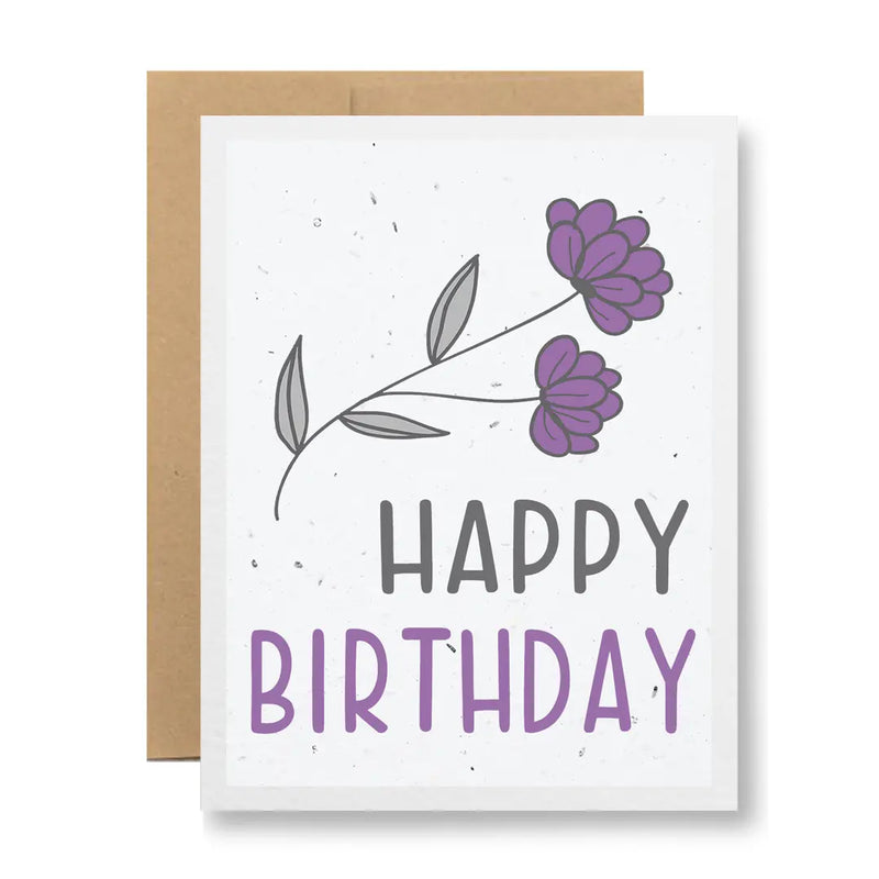 Plantable Card- Happy Birthday- Purple