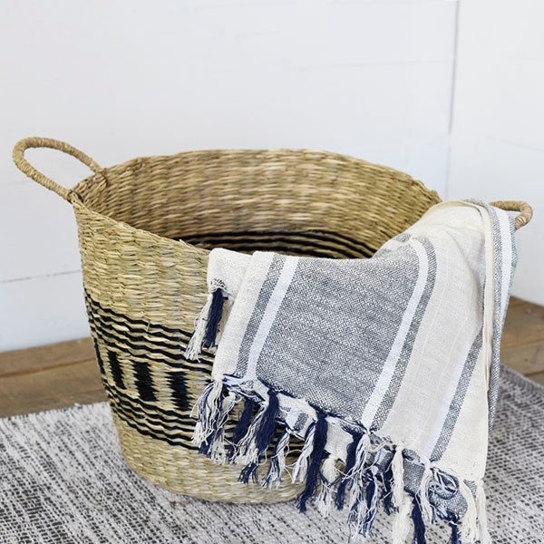 Black Stripe Seagrass Basket