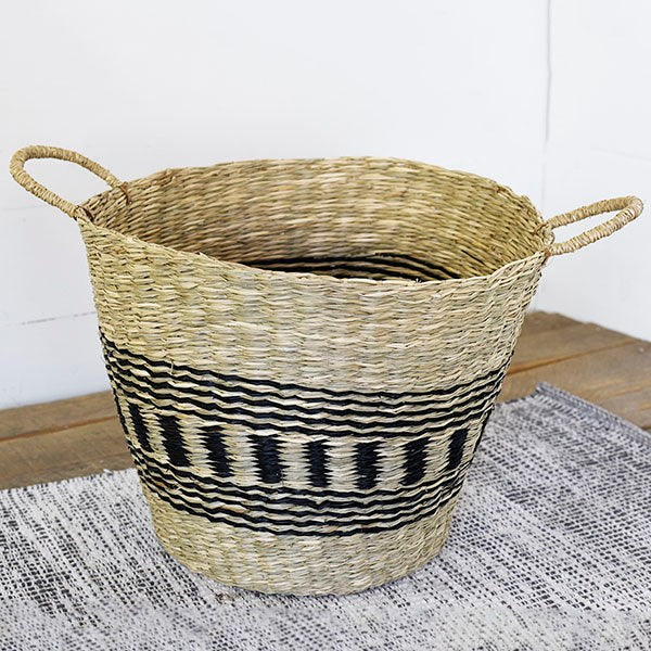 Black Stripe Seagrass Basket