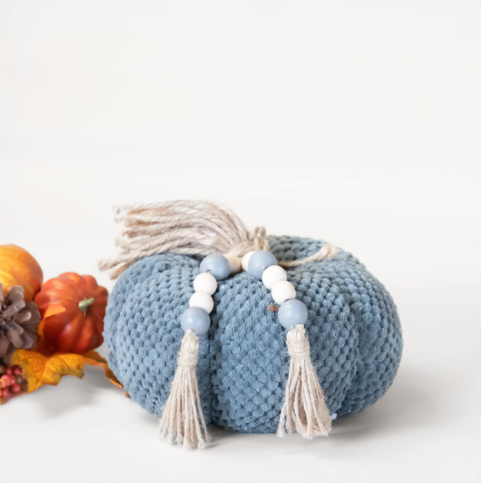 Grey Velvet Pumpkin with Beads